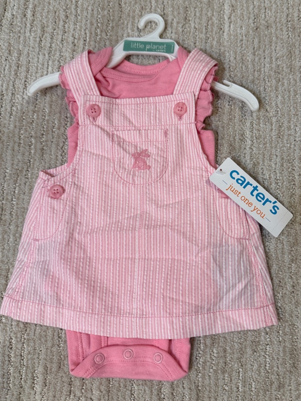 Carter's Pink Striped Pinafore Dress with Matching Bodysuit